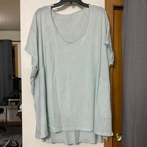 Free People City Vibes Light Blue Tunic T-Shirt (Size Medium)